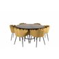 Copenhagen - Dining Table round - Black / Black, Limhamn - Chair - Gold Velvet_6