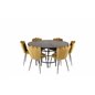 Copenhagen - Dining Table round - Black / Black, Limhamn Light - Chair - Gold Velvet_6