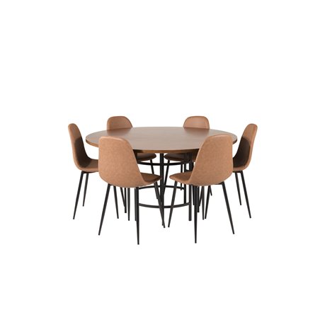 Kööpenhamina - Ruokapöytä pyöreä - ruskea / musta, Polar ruokapöydän tuoli - ruskea / musta _6