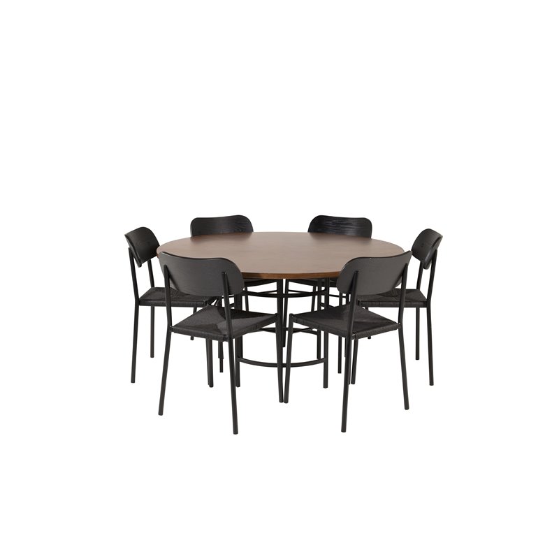 Copenhagen - Dining Table round - Brown / Black, Polly Dining Chair - Black / Black_6