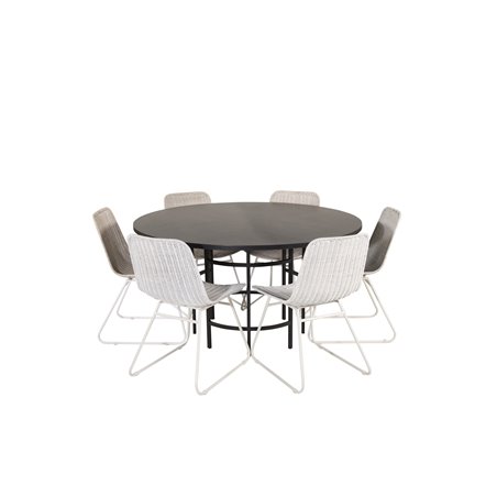 Copenhagen - Dining Table round - Black / Black, Cirebon Dining Chair - White Wash_6