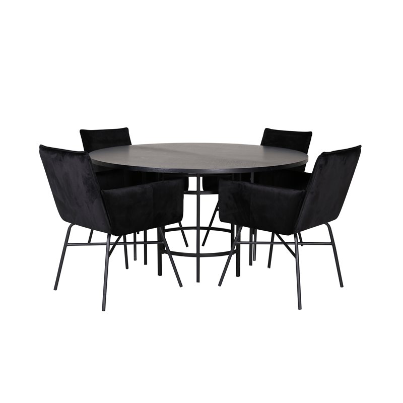 Copenhagen - Dining Table round - Black / Black+Pippi Chair - Black / Black Velvet_4