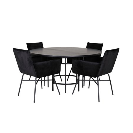 Copenhagen - Dining Table round - Black / Black+Pippi Chair - Black / Black Velvet_4