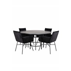 Kööpenhamina - Ruokapöytä pyöreä - musta / musta + Peppi tuoli - musta / musta Velvet_4
