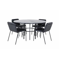 Copenhagen - Dining Table round - Black / Black+Tvist Chair - Black / Black PU_4