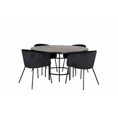 Copenhagen - Dining Table round - Black / Black+Berit Chair - Black / Black Velvet_4