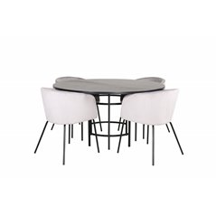Copenhagen - Dining Table round - Black / Black+Berit Chair - Black / Light Grey Velvet_4