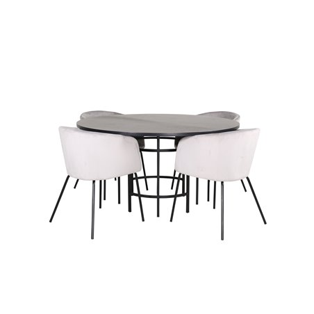 Copenhagen - Dining Table round - Black / Black+Berit Chair - Black / Light Grey Velvet_4