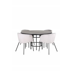 Copenhagen - Dining Table round - Black / Black+Berit Chair - Black / Light Grey Velvet_4