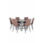 Kööpenhamina - Ruokapöytä pyöreä - musta / musta + Windu Lyx tuoli - musta / ruskea Micro Fiber_6