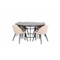 Copenhagen - Dining Table round - Black / Black+Velvet Stitches Chair - Black / Beige Fabric (Polyester linen )_4