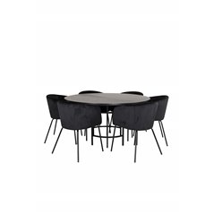 Copenhagen - Dining Table round - Black / Black+Berit Chair - Black / Black Velvet_6