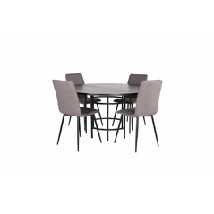 Copenhagen - Dining Table round - Black / Black+Windu Lyx Chair - Black / Grey Micro Fibre_4