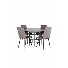Copenhagen - Dining Table round - Black / Black+Windu Lyx Chair - Black / Grey Micro Fibre_4