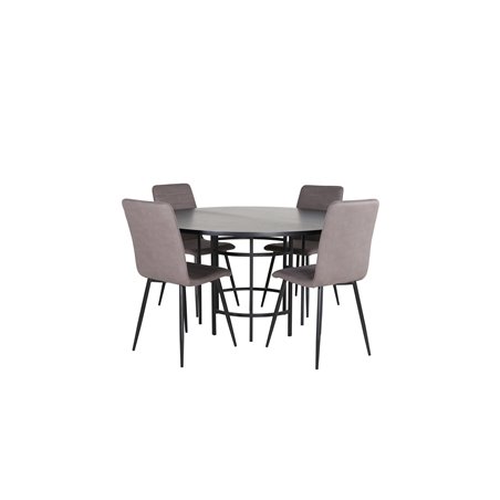 Kööpenhamina - Ruokapöytä pyöreä - musta / musta + Windu Lyx tuoli - musta / harmaa Micro Fiber_4