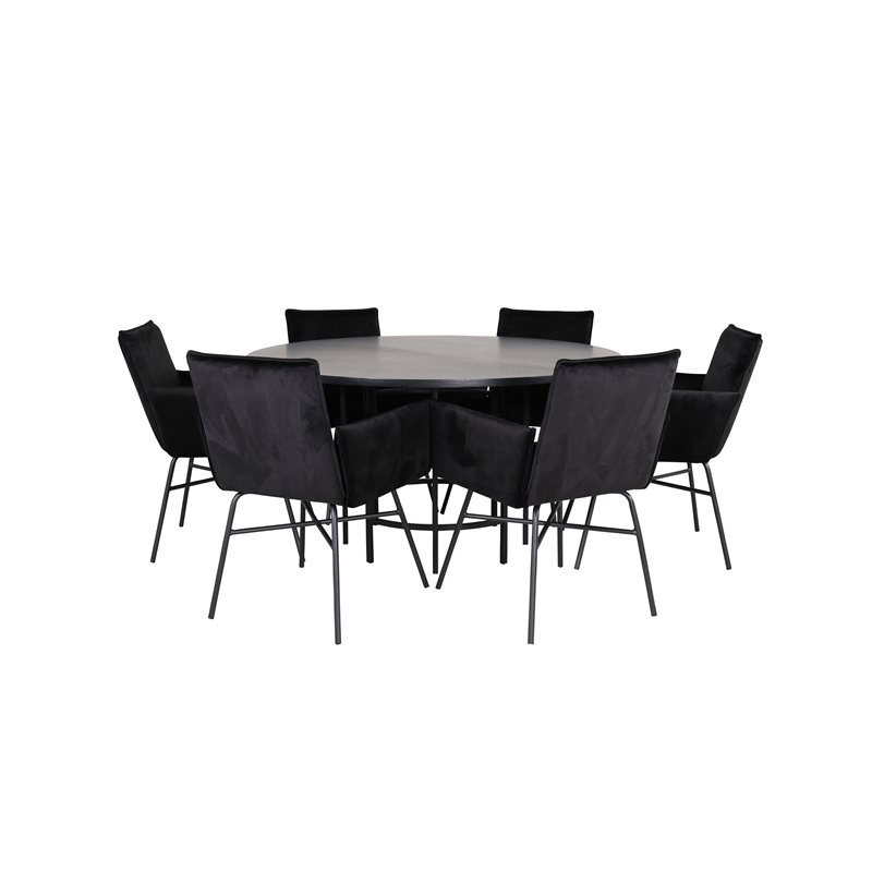 Copenhagen - Dining Table round - Black / Black+Pippi Chair - Black / Black Velvet_6