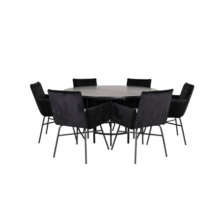 Copenhagen - Dining Table round - Black / Black+Pippi Chair - Black / Black Velvet_6