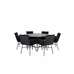 Copenhagen - Dining Table round - Black / Black+Pippi Chair - Black / Black Velvet_6