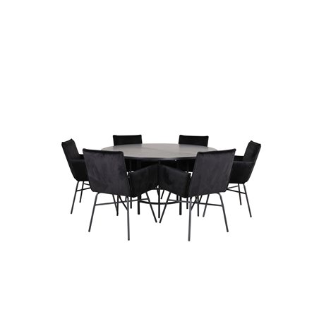 Copenhagen - Dining Table round - Black / Black+Pippi Chair - Black / Black Velvet_6