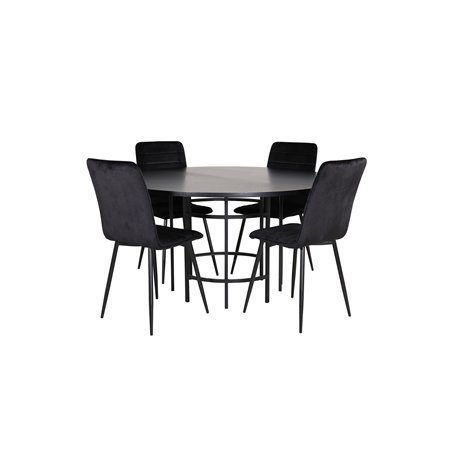 Copenhagen - Dining Table round - Black / Black+Windu Lyx Chair - Black / Black Velvet_4