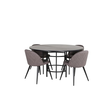 Copenhagen - Dining Table round - Black / Black+Velvet Stitches Chair - Black / Grey Micro Fibre_4