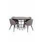 Copenhagen - Dining Table round - Black / Black+Velvet Stitches Chair - Black / Grey Micro Fibre_4