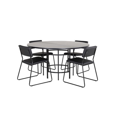 Copenhagen - Dining Table round - Black / Black+Kenth Chair - Black / Black PU_4