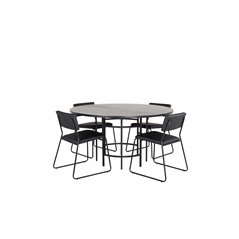 Kööpenhamina - Ruokapöytä pyöreä - musta / musta + Kenth tuoli - musta / musta PU_4