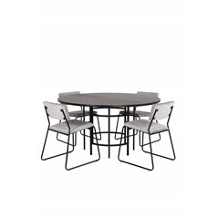 Copenhagen - Dining Table round - Black / Black+Kenth Chair - Black / Light Grey Velvet_4