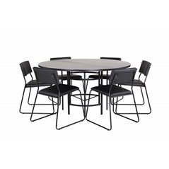 Copenhagen - Dining Table round - Black / Black+Kenth Chair - Black / Black PU_6