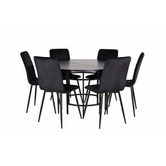 Copenhagen - Dining Table round - Black / Black+Windu Lyx Chair - Black / Black Velvet_6