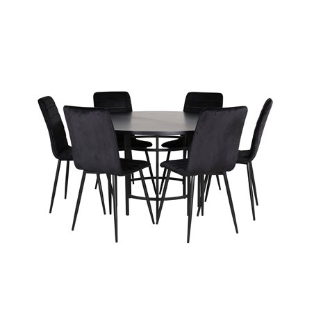 Copenhagen - Dining Table round - Black / Black+Windu Lyx Chair - Black / Black Velvet_6