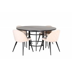 Copenhagen - Dining Table round - Black / Black+Velvet Stitches Chair - Black / Beige Velvet_4