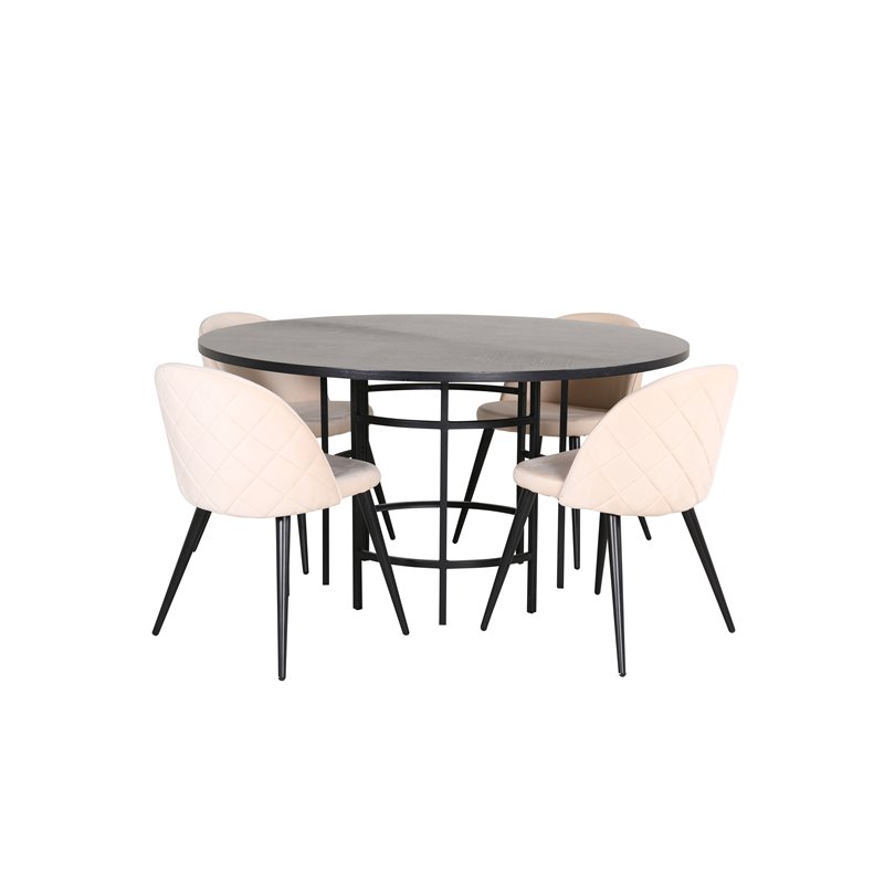 Kööpenhamina - Ruokapöytä pyöreä - Musta / musta + Velvet Stitch es -tuoli - musta / beige Velvet_4