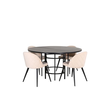 Copenhagen - Dining Table round - Black / Black+Velvet Stitches Chair - Black / Beige Velvet_4