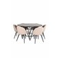 Copenhagen - Dining Table round - Black / Black+Velvet Stitches Chair - Black / Beige Fabric (Polyester linen )_6