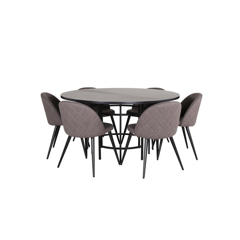 Copenhagen - Dining Table round - Black / Black+Velvet Stitches Chair - Black / Grey Micro Fibre_6