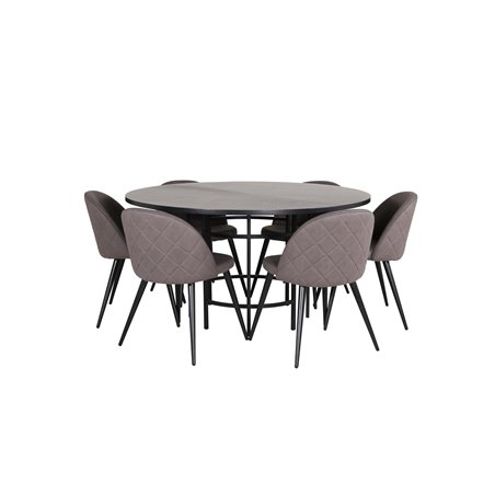 Copenhagen - Dining Table round - Black / Black+Velvet Stitches Chair - Black / Grey Micro Fibre_6