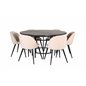 Copenhagen - Dining Table round - Black / Black+Velvet Stitches Chair - Black / Beige Velvet_6