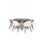 Copenhagen - Dining Table round - Black / Black+Velvet Stitches Chair - Black / Beige Velvet_6