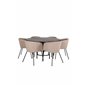 Copenhagen - Dining Table round - Black / Black+Berit Chair - Black / Beige Fabric (Polyester linen )_6