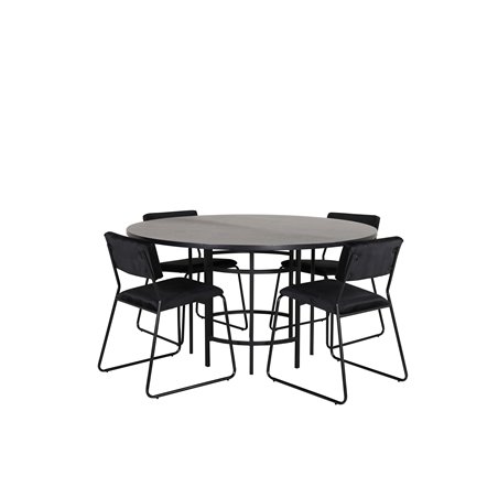 Copenhagen - Dining Table round - Black / Black+Kenth Chair - Black / Black Velvet_4