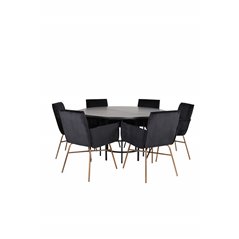 Copenhagen - Dining Table round - Black / Black+Pippi Chair - Distressed Copper / Black Velvet_6