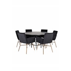 Kööpenhamina - Ruokapöytä pyöreä - musta / musta + Peppi tuoli - Distressed Copper / Black Velvet_6