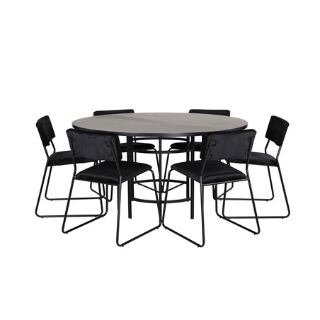 Copenhagen - Dining Table round - Black / Black+Kenth Chair - Black / Black Velvet_6