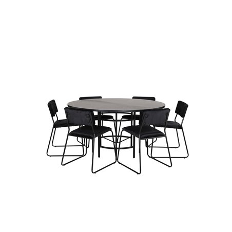 Copenhagen - Dining Table round - Black / Black+Kenth Chair - Black / Black Velvet_6