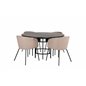 Copenhagen - Dining Table round - Black / Black+Berit Chair - Black / Beige Fabric (Polyester linen )_4