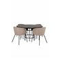 Copenhagen - Dining Table round - Black / Black+Berit Chair - Black / Beige Fabric (Polyester linen )_4