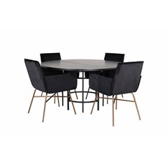 Copenhagen - Dining Table round - Black / Black+Pippi Chair - Distressed Copper / Black Velvet_4