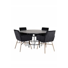 Copenhagen - Dining Table round - Black / Black+Pippi Chair - Distressed Copper / Black Velvet_4